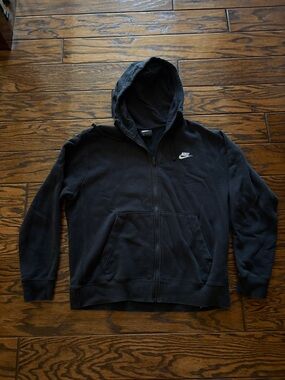Nike Black Zip Hoodie with White Swoosh